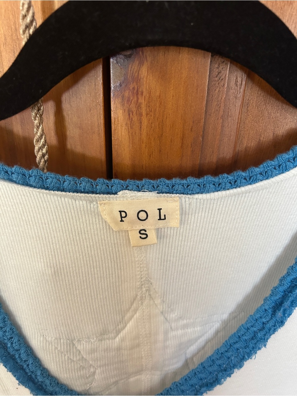 POL White Knit Tank with Blue Star Trim - Picture 3 of 3
